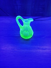 Vintage Emerald Green Glass Cruet with Applied Handle and Faceted Clear Stopper — listing 2
