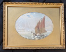 Marine Watercolor Sketch of a Sailing Vessel, Signed 'Homer' — listing 2