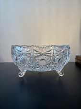 Cut Crystal Footed Bowl with Scalloped Rim, Fan and Star Pattern — listing 4