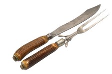 Vintage Stag Handle 2-Piece Carving Set (Knife & Fork) in Original Box — listing 2