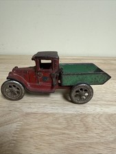 Antique Cast Iron Dump Truck Toy "Sand Rocks Coal", Green & White Paint, 7.5" — listing 2