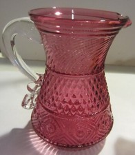 Victorian Cranberry Glass Ruffled-Rim Water Pitcher with Hand-Painted Enamel Floral Decoration — listing 5