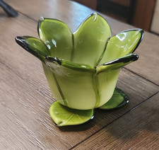 Vintage Green Glass Square Hobnail Beaded Votive Candle Holder / Toothpick Holder — listing 6