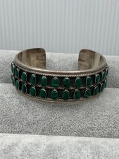 Vintage Mexican Sterling Silver Bangle Bracelet with Green Malachite-Style Inlay 925 / Sterling Mexico — listing 6