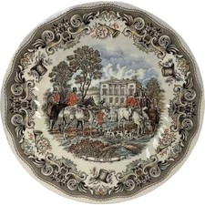 Vintage Brown Transferware Floral Dinner Plate, English Style Ironstone — listing 5