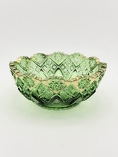 Antique EAPG Pressed Glass Square Bowl with Hobstar and Fan Pattern, Ruffled Rim — listing 5