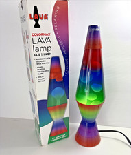 Lava Lite 14.5" Rainbow Print Lava Lamp with Blue Wax and Clear Liquid