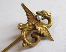 Antique Pearl Stickpin with Gold-Tone Tapered Shaft — listing 3