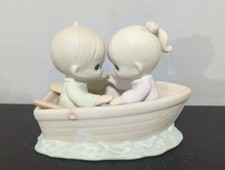 Precious Moments "I'd Row a Million Miles For You" Boy and Girl in Rowboat Porcelain Figurine — listing 3