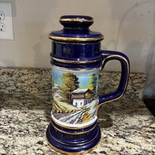Gerold Porzellan Bavaria Fox Hunt Scene Porcelain Beer Stein/Mug with Gold Trim