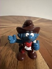 Vintage Cowboy Smurf and Cowgirl Smurfette PVC Figurines (Pair) — listing 6