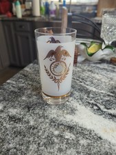 Mid-Century Frosted Highball Glasses with Gold Federal Eagle and Laurel Wreath Motif (Set) — listing 6