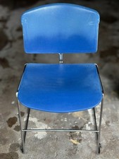 Vintage Steelcase Max Stacker Chrome Wire Frame Side Chair, Orange Upholstery, listing 3