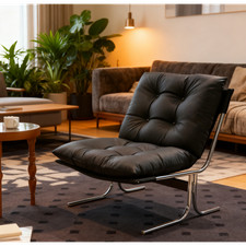 mid-century armchair Vintage High-Back Tufted Armchair with Gold Velvet Upholstery — listing 2