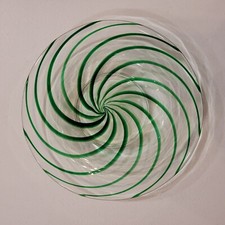 Hand-Blown Green Swirl Optic Art Glass Salad/Dessert Plates Set of 4 — listing 2