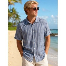 Tommy Bahama Men's White Linen Embroidered Camp Shirt — listing 5