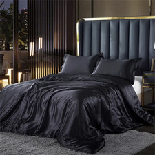 Black Satin/Silky Bedding Item (Fitted Sheet or Pillowcase Set), Maker Unknown — listing 5