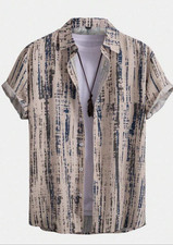 ROWM Men's Short-Sleeve Patterned Button-Up Shirt, Size Large — listing 3