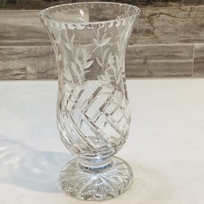 frosted crystal floral Heavy Crystal Vase with Frosted Floral Intaglio Design — listing 5