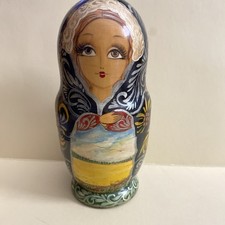 Russian Hand-Painted Wooden Matryoshka Nesting Doll with Poppy Floral Motif — listing 5