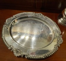 Silver Serving Piece Edge with Hallmarks and Maker's Mark, Gadrooned Border — listing 3