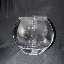 Heavy Clear Art Glass Vase with Freeform Ribbed/Petal Design — listing 3