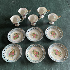 17-Piece Porcelain Tea Set with Raised Floral Magnolia Design in Original Gift Box — listing 4