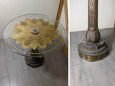 Vintage Neoclassical Brass Table Lamp with Urn Finial, Ring Handles, and Bell Shade — listing 3