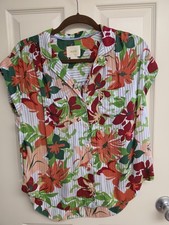 Maeve by Anthropologie Black Floral Button-Front Blouse, US 6