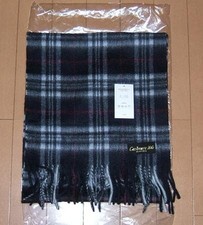 100% Cashmere Scarf, Made in Scotland, Pink Cream Purple Green Multi-Stripe, Fringed, listing 3