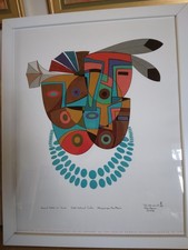 Signed & Numbered Limited Edition Native American Art Print - Two Mounted Warriors with Crescent Moon Landscape Yes - I can read the full name