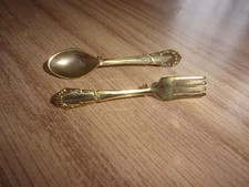 Vintage Figural Fork Brooch with Rhinestone Handle, Gold-Tone — listing 6