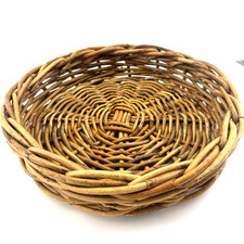 Vintage Black Wicker Basket Purse with Brass Studs and Turn-Lock Closure — listing 4