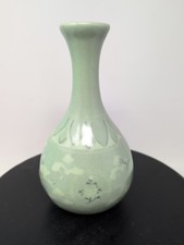 Korean Celadon Bottle Vase with Inlaid Sanggam Bamboo and Floral Panels