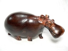 Set of 3 Hand-Carved Wooden Hippopotamus Figurines (Graduated Sizes) — listing 3