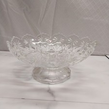 Antique Pressed Glass Pedestal Oil Lamp with Chimney and Brass Burner — listing 2