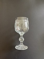 Set of 8 Vintage Etched Crystal Wine Glasses with Floral Cut Design — listing 5