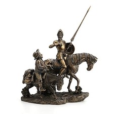 Vintage Don Quixote and Sancho Panza Figurine Pair, Spanish Carved-Look Resin/Composition Sculptures — listing 5