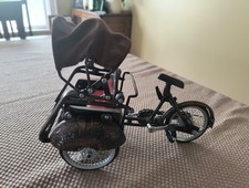 Miniature Handcrafted Black Wire Metal Cycle Rickshaw (Pedicab) Model with Canopy — listing 6