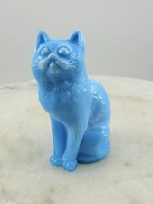 Blue Milk Glass Hen on Nest Covered Dish with White Head