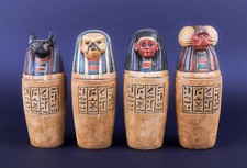 Set of 4 Egyptian Canopic Jars — Four Sons of Horus, Green Marbled Resin Souvenir Reproductions — listing 2
