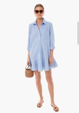 Tuckernuck Chambray Shift Dress with Eyelet Lace Trim, Size M — listing 5