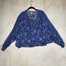 Free People Black V-Neck Long Sleeve Blouse with Peplum Hem — listing 3