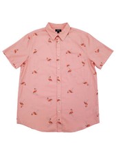 Men's Short-Sleeve Flamingo Print Button-Up Shirt — listing 2