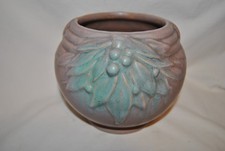 Nelson McCoy Pottery Aqua Turquoise Leaf & Berry Vase — listing 3