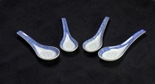Pair of Antique Chinese Blue & White Porcelain Soup Spoons with Pagoda Landscape — listing 3