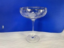 Pair of Vintage Etched Crystal Champagne Coupes / Tall Sherbet Glasses — listing 2
