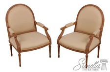 Pair of Louis XV Style Carved Walnut Fauteuils with Caned Backs and Tufted Upholstered Seats — listing 4