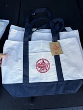 Trader Joe's Black Canvas Tote Bag with Embroidered Logo