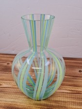Hand-Blown Art Glass Pinched Heart-Form Vase with White Filigree Threading